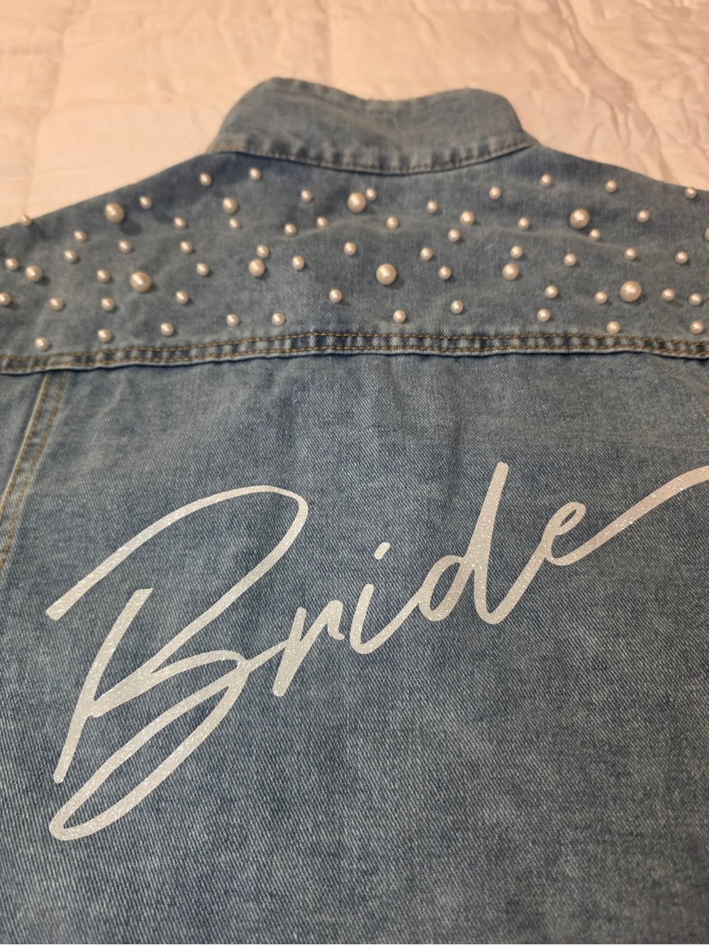 Bride Denim Jacket with Pearl Embellishments size S New without tags